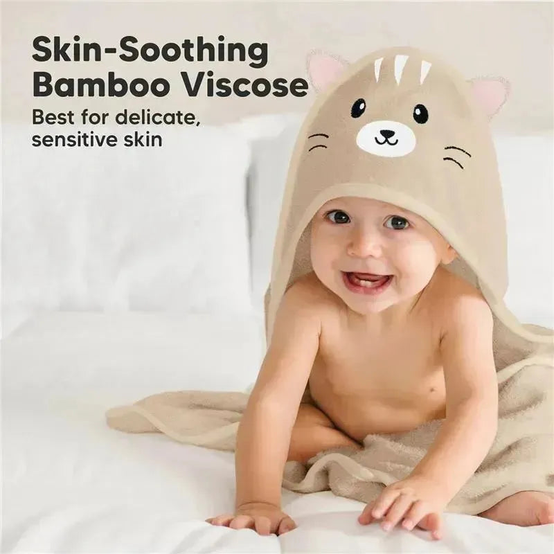 Keababies - Cuddle Baby Hooded Towel, Cat Image 6