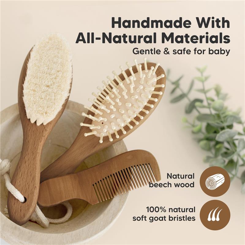Keababies - Hair Brush & Comb Set, Dark Walnut Image 4