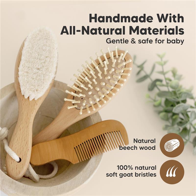 Keababies - Hair Brush & Comb Set, Walnut Image 4