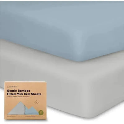 Keababies - Isla Fitted Mini Crib Sheets, Pack And Play Sheet, Steel Image 1