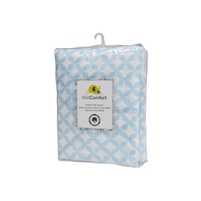 KidiComfort Cotton Fitted Crib Sheet, Blue Diamond Image 1