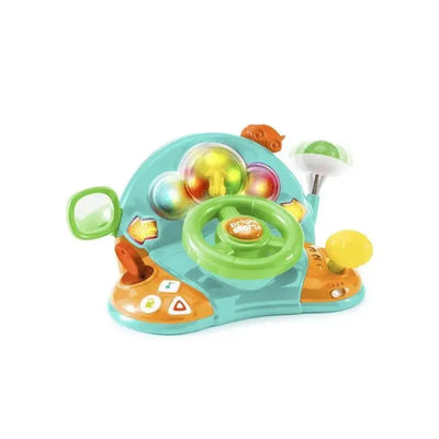 Bright Starts Lights & Colors Driver Toy Steering Wheel with colorful buttons, steering wheel, and lights for interactive play.