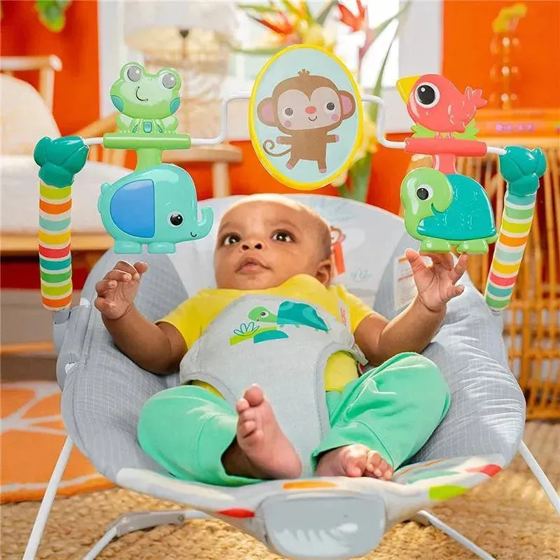 Kids II - Bright Starts Playful Paradise Comfy Baby Bouncer Seat with Soothing Vibration Image 5