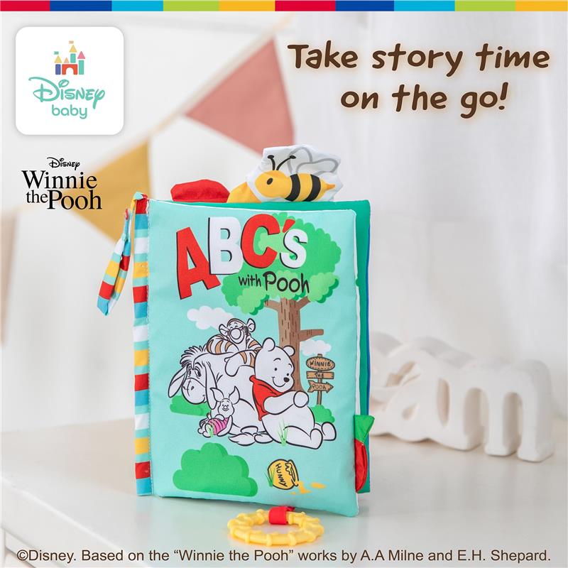 KIDS PREFERRED - Disney Baby Winnie The Pooh Deluxe Soft Book Abc's with Pooh On-The-Go Sensory Books for Babies with Crinkle Pages Image 5
