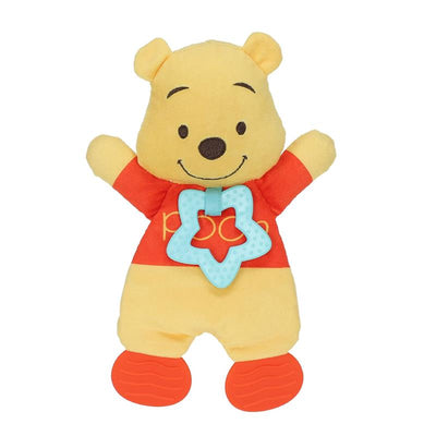 Disney Baby Winnie The Pooh Sensory Blanky, featuring a soft yellow bear with crinkle fabric and a blue teether.