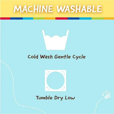 Machine washable care instructions: Cold wash gentle cycle and tumble dry low.