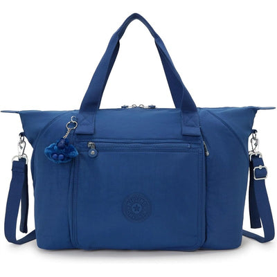 Kipling New Art M Baby Bag in Casual Blue, featuring a zippered main compartment, front pocket, and a monkey keychain.