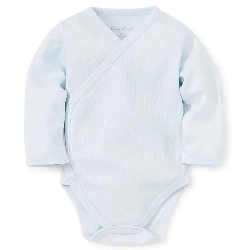 Kissy Kissy - Baby Boy Pointelle Long Sleeve Cross Bodysuit, Light Blue Image 1