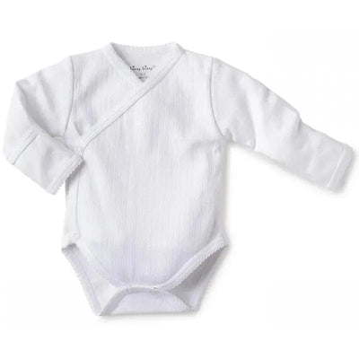 Kissy Kissy Pointelle Long-Sleeve Cross Bodysuit, White Image 1