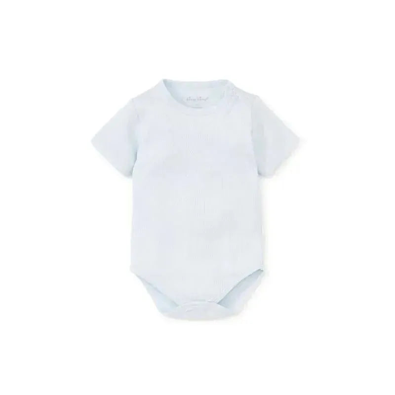 Kissy Kissy - Baby Boy Pointelle Short Sleeve Bodysuit, Light Blue Image 1