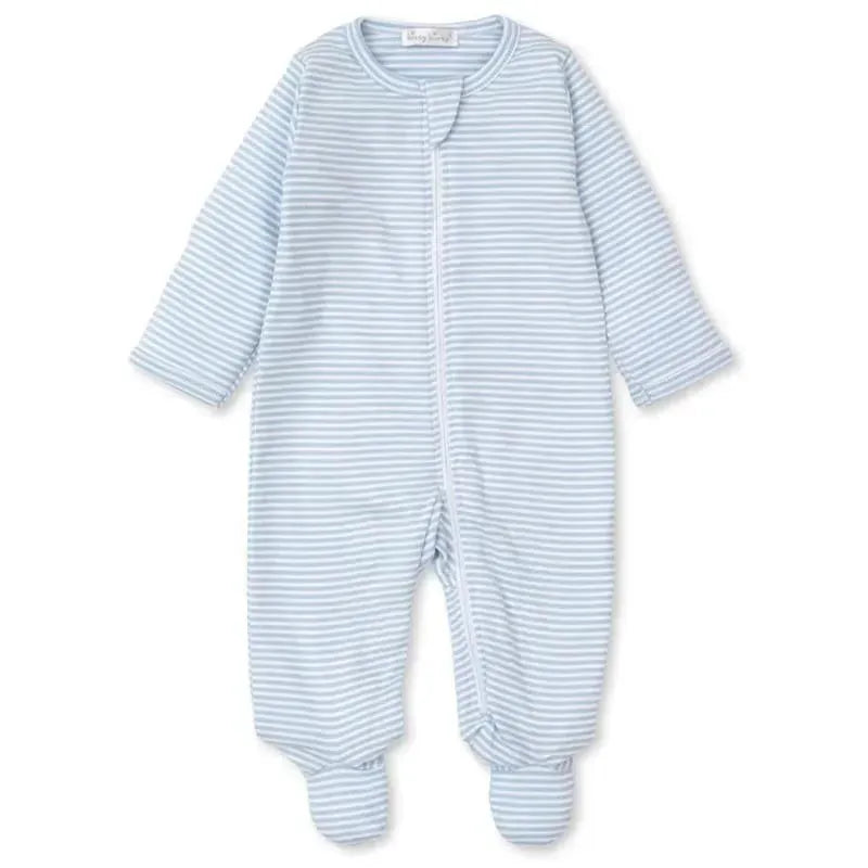 Kissy Kissy - Baby Blue Stripe Footie With Zip, Light Blue Image 1