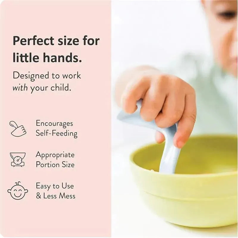 Kizingo - 2Pk Right-Handed Curved Baby Spoons for Baby-Led Weaning, Light Blue Image 5