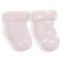 Kushies Baby - 2Pk Girl Blush Solid & Hearts Socks Terry, 3/6M Image 1