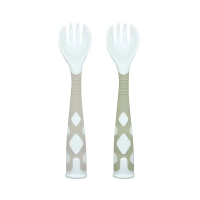 Kushies Baby - Silibend Forks, 2pack, Sand / Emerald Image 1