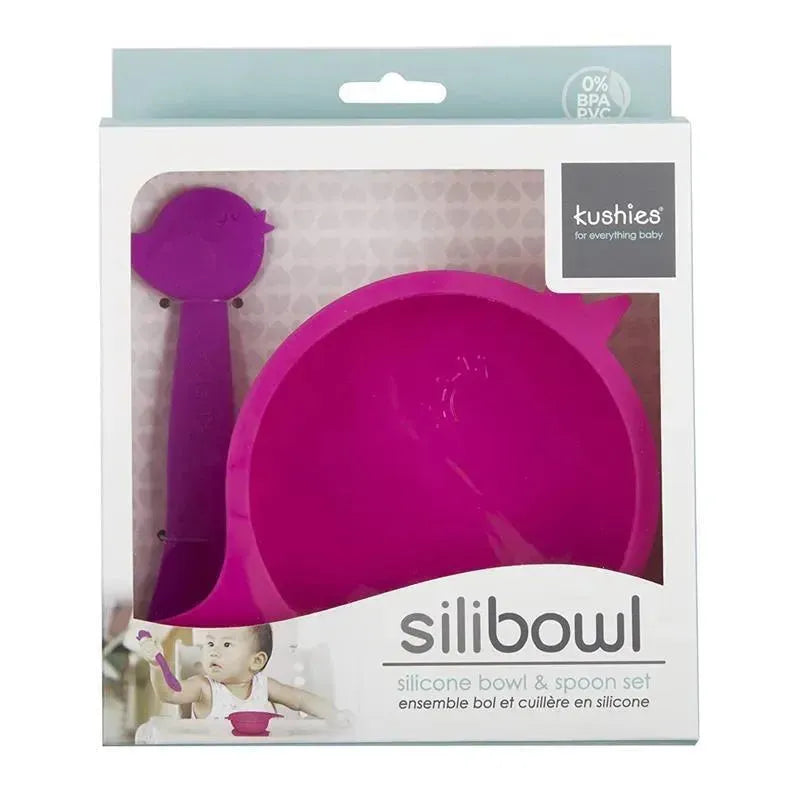 Kushies Baby Silibowl & Spoon Set, Girl Image 2