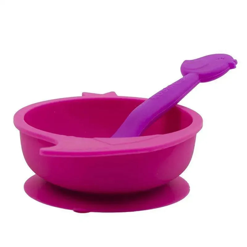 Kushies Baby Silibowl & Spoon Set, Girl Image 5