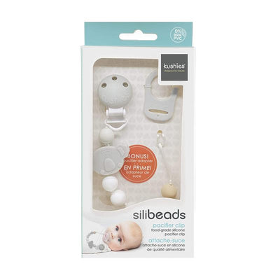 Kushies Silibeads silicone pacifier clip in new koala design, featuring food-grade silicone beads and a bonus pacifier adapter.