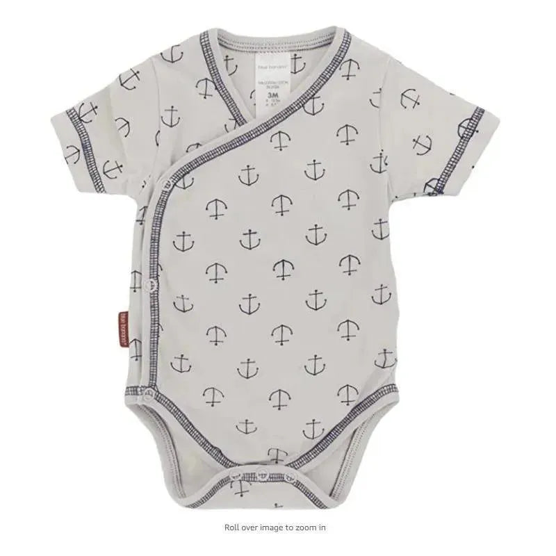 Kushies St Tropez Boy Wrap Body Suit Grey - Preemie | Baby Bodysuit Image 1