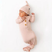 Kyte Baby - Ribbed Knotted Gown With Hat Set In Blush Image 1