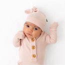 Kyte Baby - Ribbed Knotted Gown With Hat Set In Blush Image 3