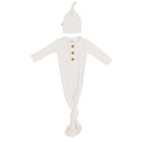 Kyte Baby - Ribbed Knotted Gown With Hat Set In Oat Image 2