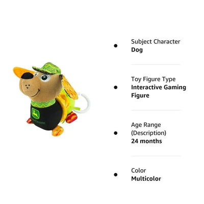 Lamaze John Deere Corn E Dogg, a multicolored interactive toy dog designed for children aged 24 months and older.