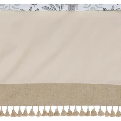 3-piece bedding set featuring a cream and taupe design with a decorative tassel trim, ideal for a woodland-themed nursery.