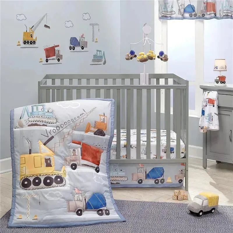 Lambs & Ivy - 3Pk Construction Zone Trucks Nursery Baby Crib Bedding Set Image 1