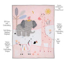 Lambs & Ivy - 3Pk Jazzy Jungle Safari Animals Pink Baby Crib Bedding Set Image 3