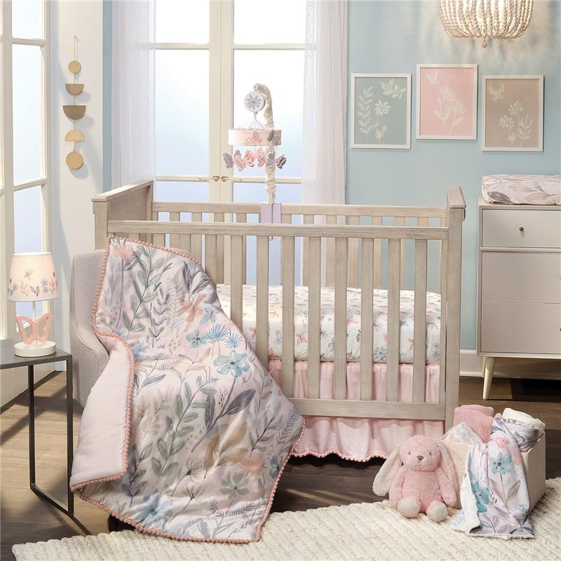 Lambs & Ivy - Baby Blooms Watercolor Floral/Butterfly Cotton Fitted Crib Sheet Image 5