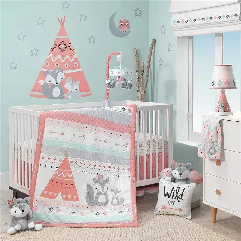 Lambs & Ivy - Little Spirit Coral/Mint Southwest Fox & Owl Musical Baby Crib Mobile Image 5
