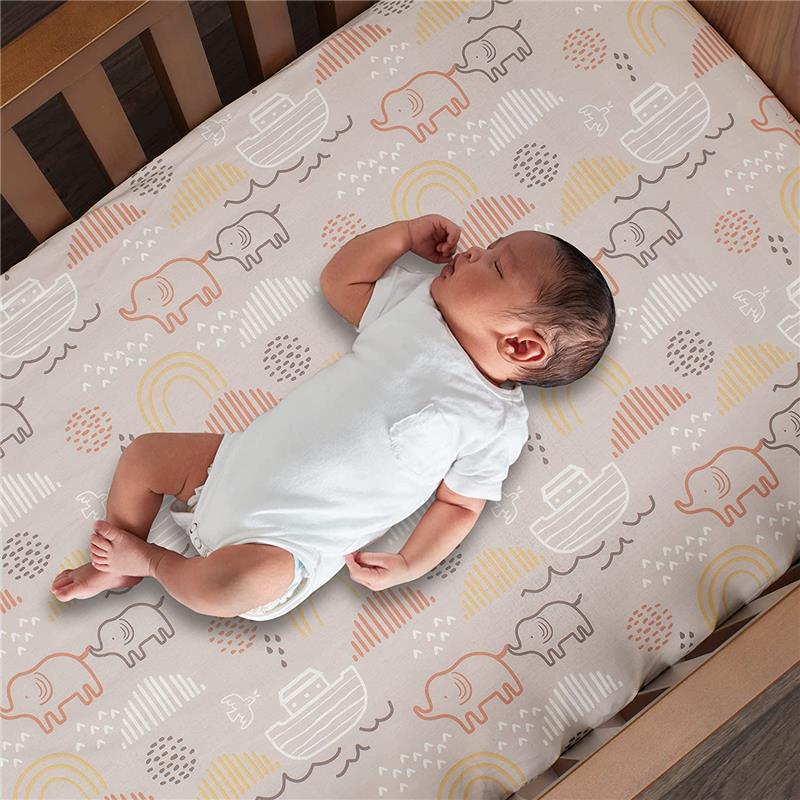Lambs & Ivy Baby Noah Taupe Fitted Crib Sheet Image 3