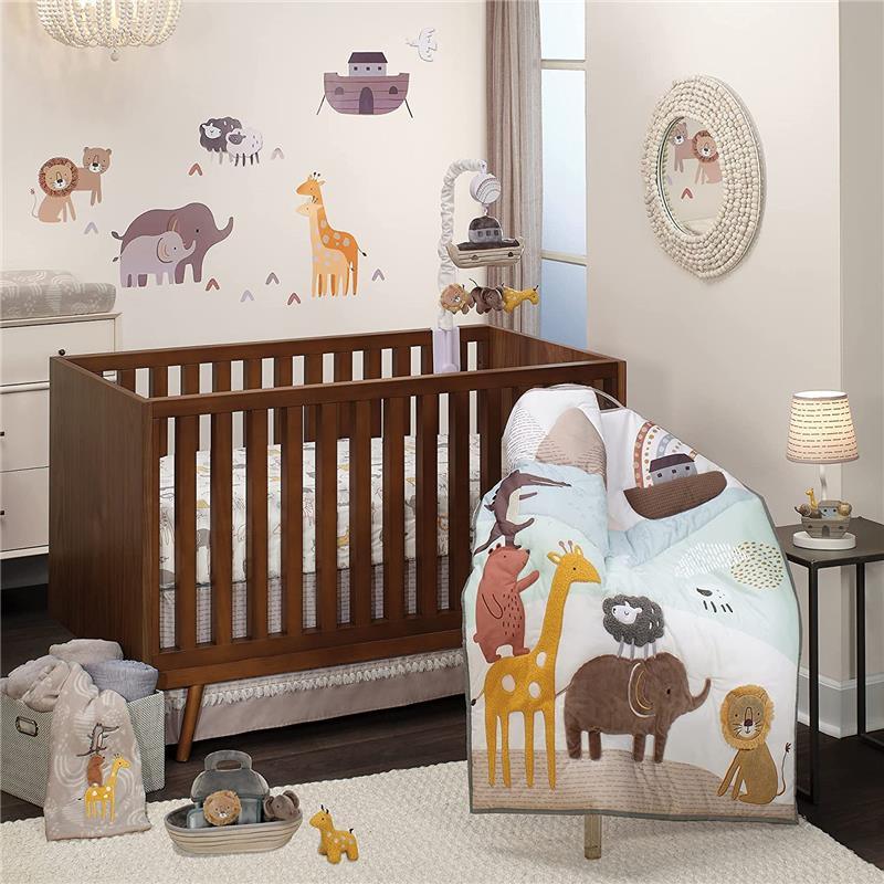 Lambs & Ivy Baby Noah Taupe Fitted Crib Sheet Image 7