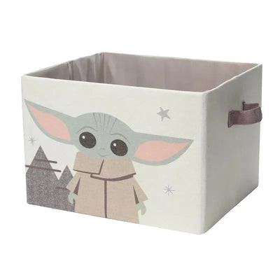 Baby storage bin featuring a Baby Yoda design, shown in soft colors with large ears and a cozy outfit.