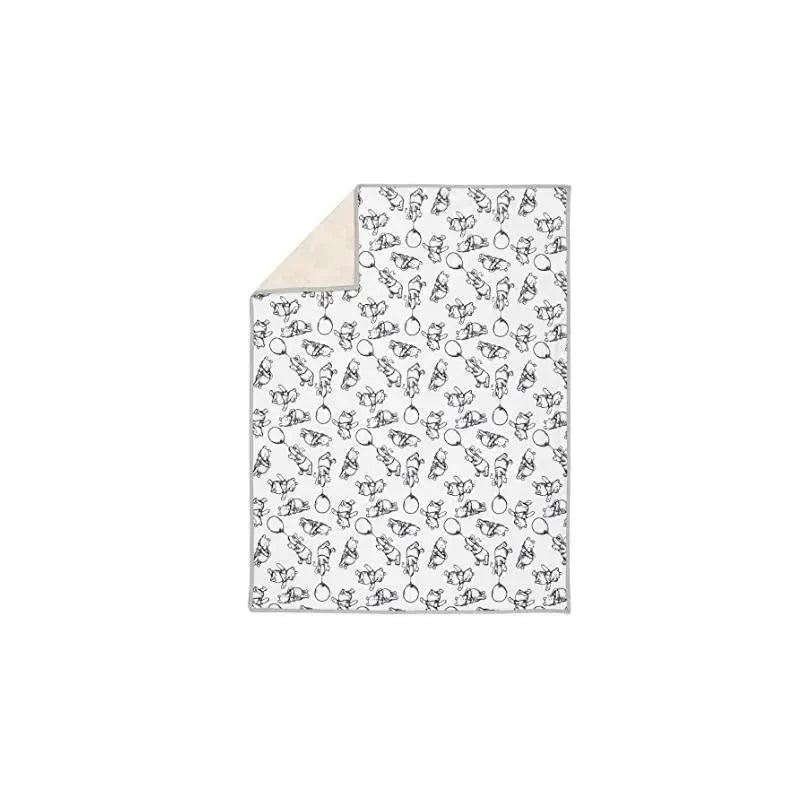 Lambs & Ivy Black & White Winnie The Pooh Baby Blanket Image 2