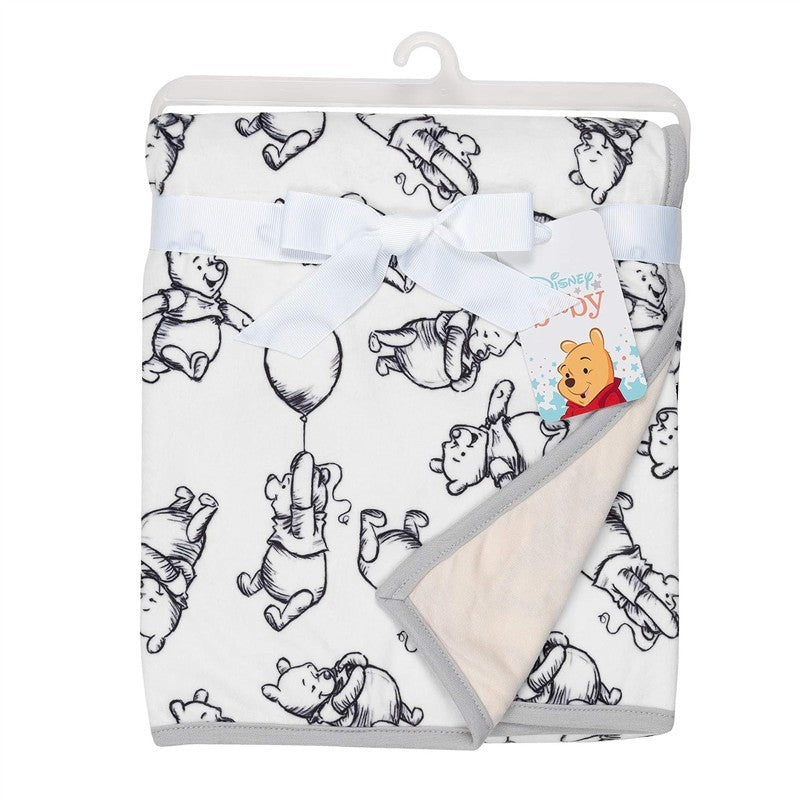 Lambs & Ivy Black & White Winnie The Pooh Baby Blanket Image 5