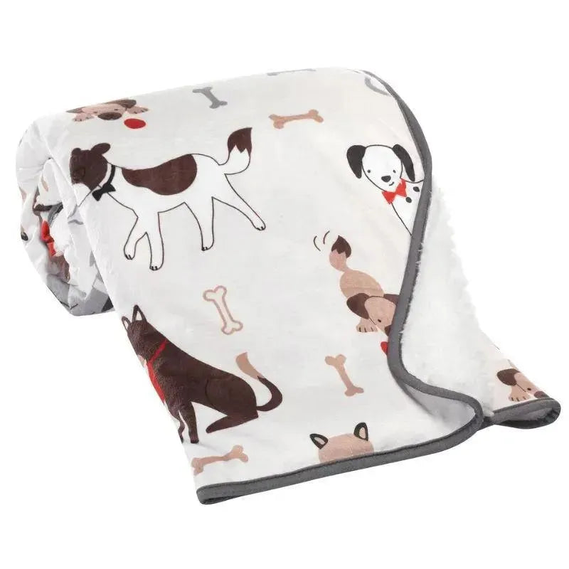 Lambs & Ivy - Bow Wow Dog/Puppy White Minky/Sherpa Fleece Soft Baby Blanket Image 3