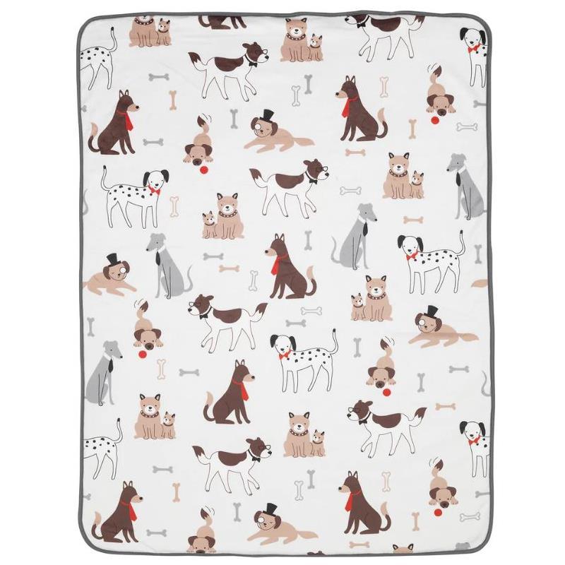 Lambs & Ivy - Bow Wow Dog/Puppy White Minky/Sherpa Fleece Soft Baby Blanket Image 5