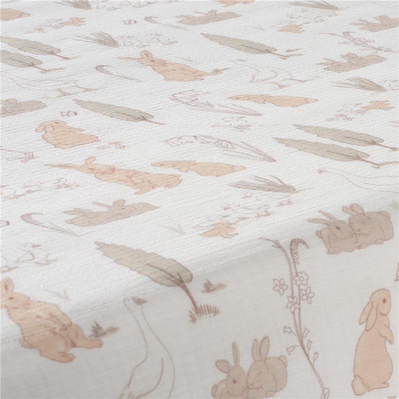 Lambs & Ivy Bunny Hop Organic Cotton Sheet, Muslin Image 5