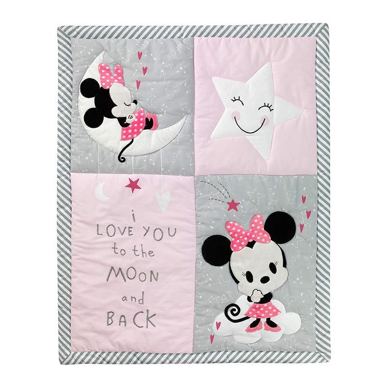 Lambs & Ivy Disney Minnie Mouse 4-Piece Crib Bedding Set, Gray/Pink Image 7