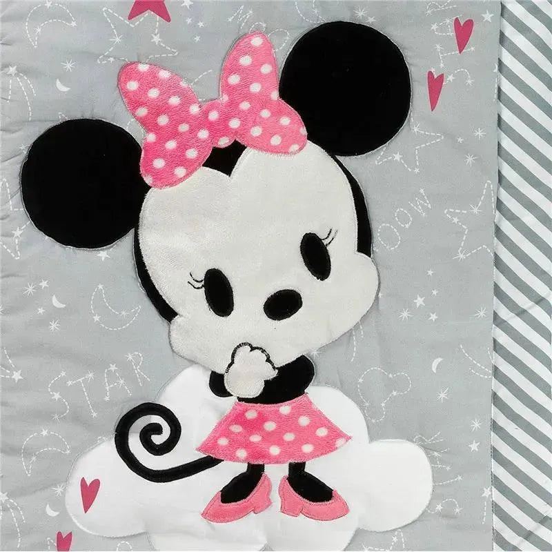 Lambs & Ivy Disney Minnie Mouse 4-Piece Crib Bedding Set, Gray/Pink Image 5