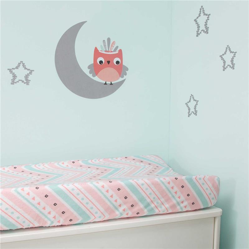 Lambs & Ivy Little Spirit Changing Pad Cover, Coral/Teal Image 5