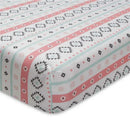 Lambs & Ivy Little Spirit Fitted Crib Sheet, Coral/Teal Image 1