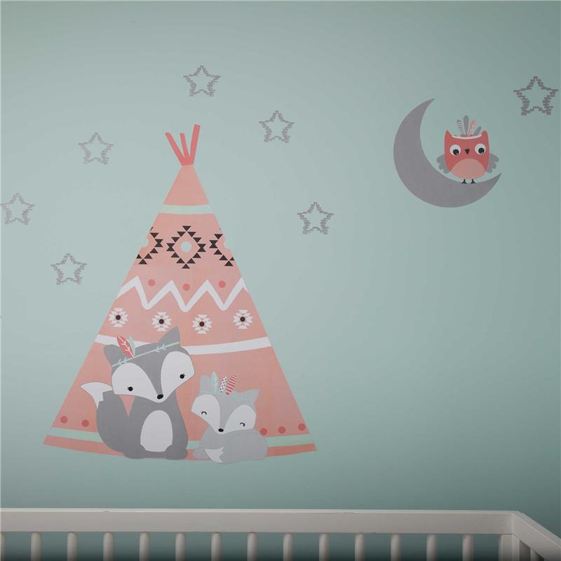Lambs & Ivy Little Spirit Fox Jumbo Wall Decals in Coral/Teal, 4-Pack Image 5