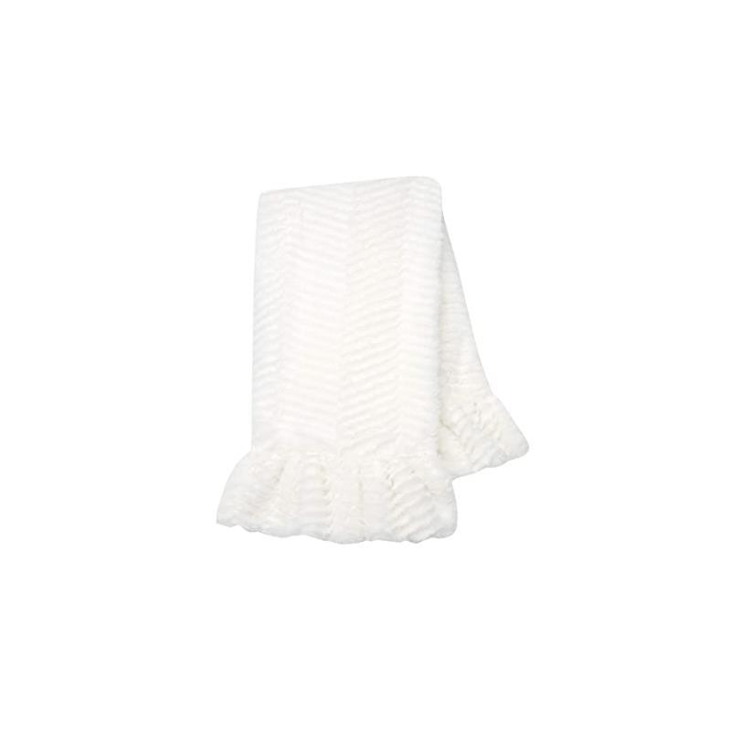 Lambs & Ivy Lux Minky Ruffled Baby Blanket, White Image 1