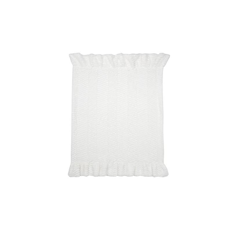 Lambs & Ivy Lux Minky Ruffled Baby Blanket, White Image 3