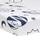 Lambs & Ivy Milky Way Fitted 100% Cotton Star Crib Sheet, Blue/White/Modern Image 1