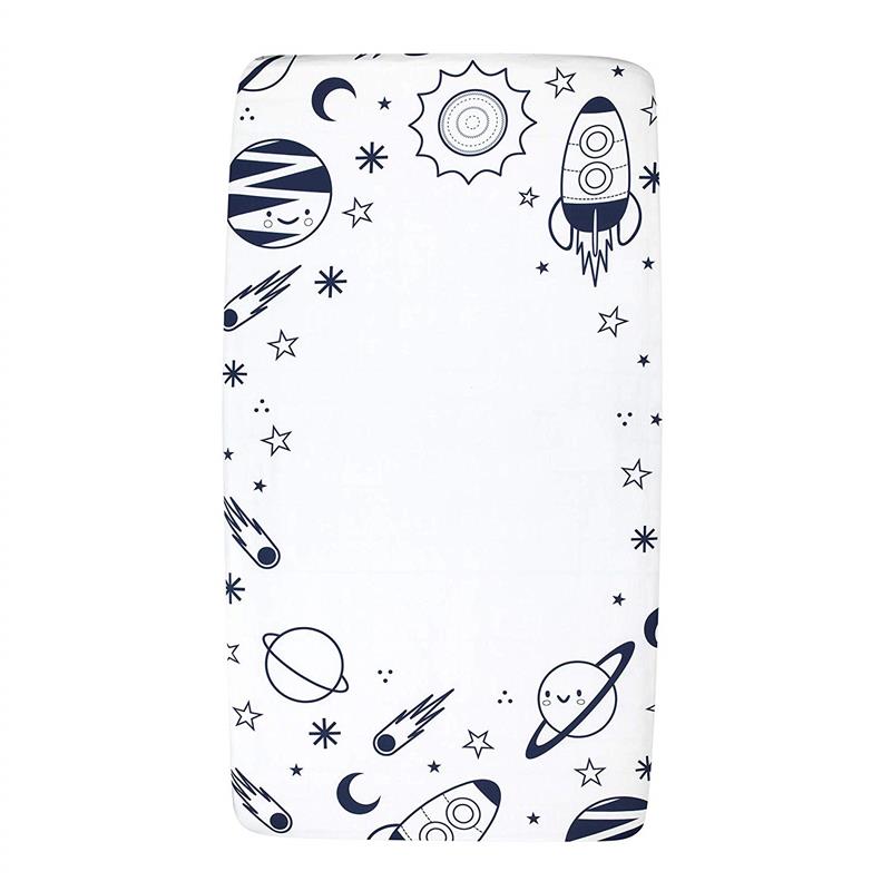 Lambs & Ivy Milky Way Fitted 100% Cotton Star Crib Sheet, Blue/White/Modern Image 3