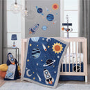 Lambs & Ivy Milky Way Fitted 100% Cotton Star Crib Sheet, Blue/White/Modern Image 7