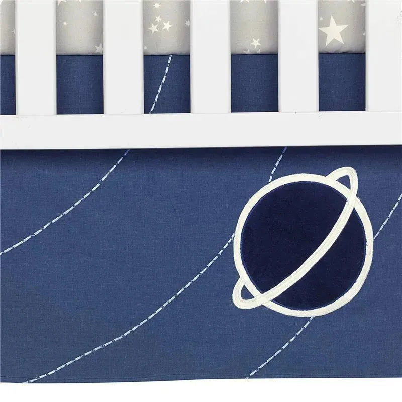 Lambs & Ivy Milky Way Space Galaxy 4-Piece Baby Crib Bedding Set in Blue & Gray Boy Image 4